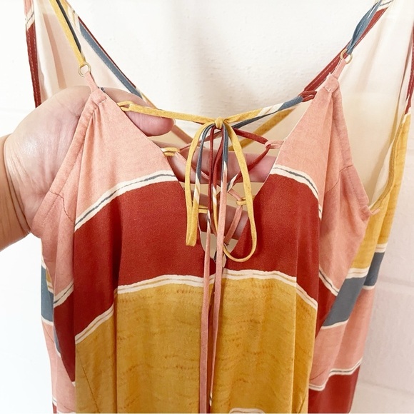 Vix by Paula Hermanny Guadalupe Milos Long Maxi Striped Multicolor Dress Medium - Picture 11 of 12